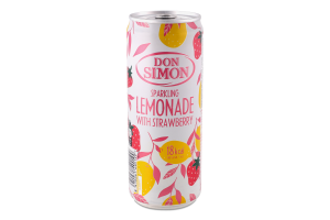 Напій безалкогольний соковий середньогазований зі смаком полуниці Lemonade Don Simon з/б 330мл