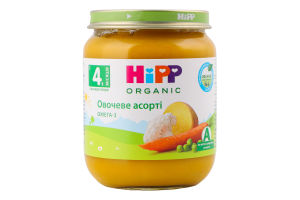 Пюре овощное для детей от 4мес стерилизованное Овощное ассорти Organic Hipp с/б 125г