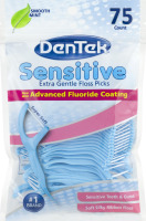 DenTek Sensitive Extra Gentle Floss Picks Smooth Mint - 75 CT