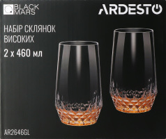 Склянка Black Mars Favola 460мл прозоро-золотиста скло висока 2шт Ardesтo