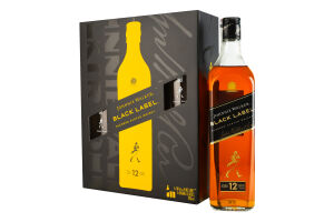 Набор Виски 0.7л 40% Black label + 2 стакана Johnnie Walker к/у 3шт