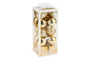 Набір куль новорічних золотисті 20шт F9137