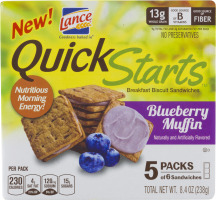 Lance Quick Starts Breakfast Biscuit Sandwiches Blueberry Muffin - 5 PK