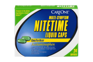 CareOne Nitetime Liquid Caps Cold/Flu Relief - 24 CT