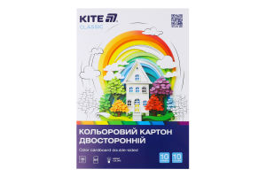 Картон кольоровий двосторонній 10 кольорів 10 аркушів А4 №K-255 Classic Kite 1шт