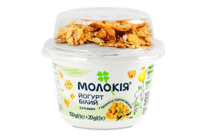 Йогурт 2.5% Белый 150г + гранола Груша-ваниль 20г Молокія ст 170г