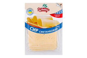 Сыр 50% твердый ломтики нарезанные Сливочный Гармонія смаку лоток 150г