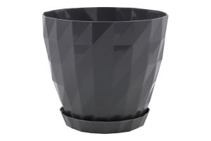 Вазон д/квітів Кристал 0,6л антрацит з підставкою Серінова