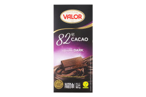 Шоколад 82% екстра-чорний Valor к/у 100г