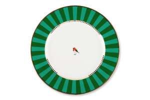 Тарілка PIP Studio LoveBirds Stripes смар-зел 21см