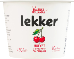 Йогурт 3% з наповнювачем фруктовим Вишня По-грецьки Lekker ст 230г