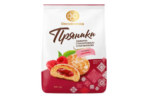 Пряники заварные глазированные с начинкой Со вкусом малины Dесняночка м/у 300г