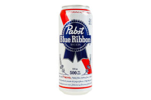 Пиво 500мл 4.7% светлое фильтрованное пастеризованное Pabst Blue Ribbon ж/б