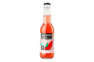 Напій бродіння фільтрований непастеризований з цукром Strawberry&Lime Kombucha Vit-Fit с/пл 0.33л