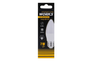 Лампа світлодіодна 7W E27 6500K A60 600lm №C37-7W-65K-E27 Long life 2.0 Work's 1шт