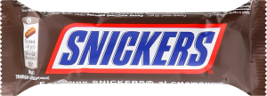 Батончик с жареным арахисом, карамелью и нугой покрытый молочным шоколадом Snickers м/у 50г