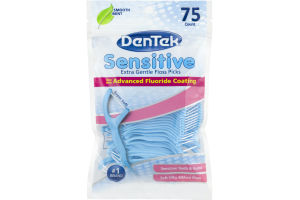 DenTek Sensitive Extra Gentle Floss Picks Smooth Mint - 75 CT