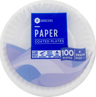 SE Grocers Paper Plates 6" Snack Size Coated - 100 CT