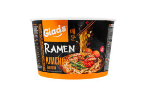 Лапша быстрого приготовления с соусом со вкусом Кимчи с сахаром и подсластителем Рамен Glads ст 105г
