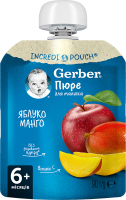 Пюре фруктовое для детей от 6мес пастеризованное витаминизированное Яблоко-манго Gerber д/п 90г