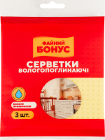 Серветки вологопоглинаючі 15.5х15.5см Файний Бонус 3шт