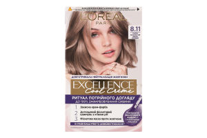 Крем-фарба д/волосся Екселенс Кул Крем 8.11 ультрапопелястий світло-русявий Лореаль