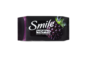 Салфетки влажные черные с ароматом ежевики Smile 50шт