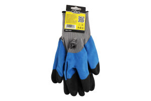 Рукавиці робочі сірі ПЕ з синім латексним покриттям посилені з підвіскою Werk