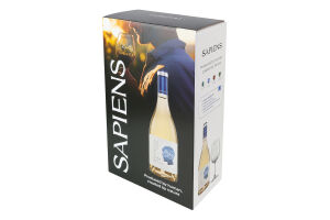 Набор Вино 0.75л 13% белое сухое Совиньон Блан Фуме Sapiens + 1 бокал Purcari к/у