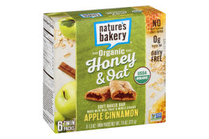 Nature's Bakery Organic Honey & Oat Soft Baked Bar Apple Cinnamon - 6 PK