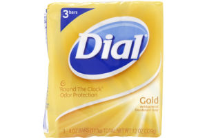 Dial 'Round The Clock Odor Protection Gold Antibacterial Deodorant Soap Bars - 3 CT