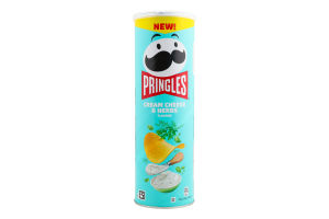Чипси картопляні зі смаком вершкового сиру та зелені Pringles тубус 165г
