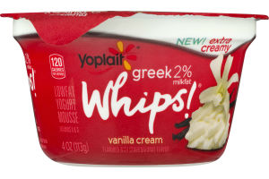 Yoplait Whips Greek 2% Milkfat Low Fat Yogurt Mousse Vanilla Cream