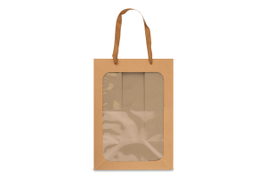 Пакет подарунковий Крафт з віконцем 35*25*18см