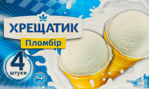 Мороженое 15% пломбир в вафельном стаканчике Хрещатик к/у 4х90г