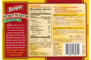 Banquet Brown 'n Serve Sausage Links Turkey - 10 CT