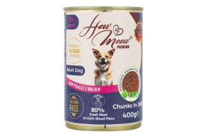 Корм д/дорослих собак з яловичиною 400г ж/б How Meow