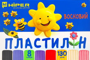 Пластилін восковий 8кольорів 130г Хіпер