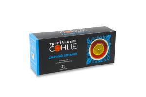 Чай чорний байховий дрібний ароматизований фасований Смачний бергамот Трипільське Сонце к/у 25х1.5г