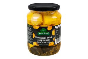 Патиссоны мини маринованные слабокислые стерилизованные Премиум Natur Bravo в/с c/б 670г