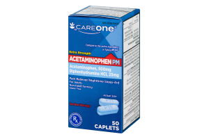 CareOne Extra Strength Acetaminophen PM Pain Reliever/Nighttime Sleep-Aid - 50 CT