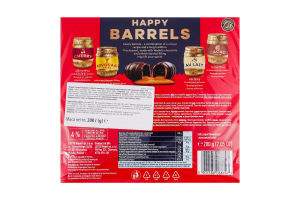 Конфеты из черного шоколада с алкогольным наполнителем Happy barrels E.Wedel к/у 200г