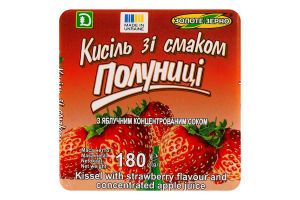 Кисель со вкусом клубники с яблочным концентрированным соком Золоте Зерно м/у 180г