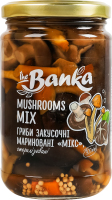 Грибы закусочные маринованные стерилизованные с сахаром и подсластителем Микс the Banka с/б 300г