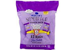 Martin's Slender Pop Snack Sack Popcorn Sea Salted - 12 CT