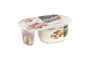 Йогурт 6.3% десертный 91г с хрустящими кукурузными хлопьями в шоколадной глазури 11г Fantasia Деліссімо ст 102г