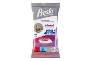Серветки вологі Presto Dual Action універсальні