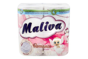 Туал. папір Maliva 4 рул. по 130 арк., 17 м, 3-х шар. Романс И937 (Болгарія)