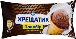 Морозиво 12% пломбір у вафельному стаканчику Шоколадний Золотий стандарт Хрещатик м/у 90г