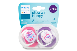 Пустушка для дітей 6-18міс №SCF080/04 Happy Ultra air Avent 2шт